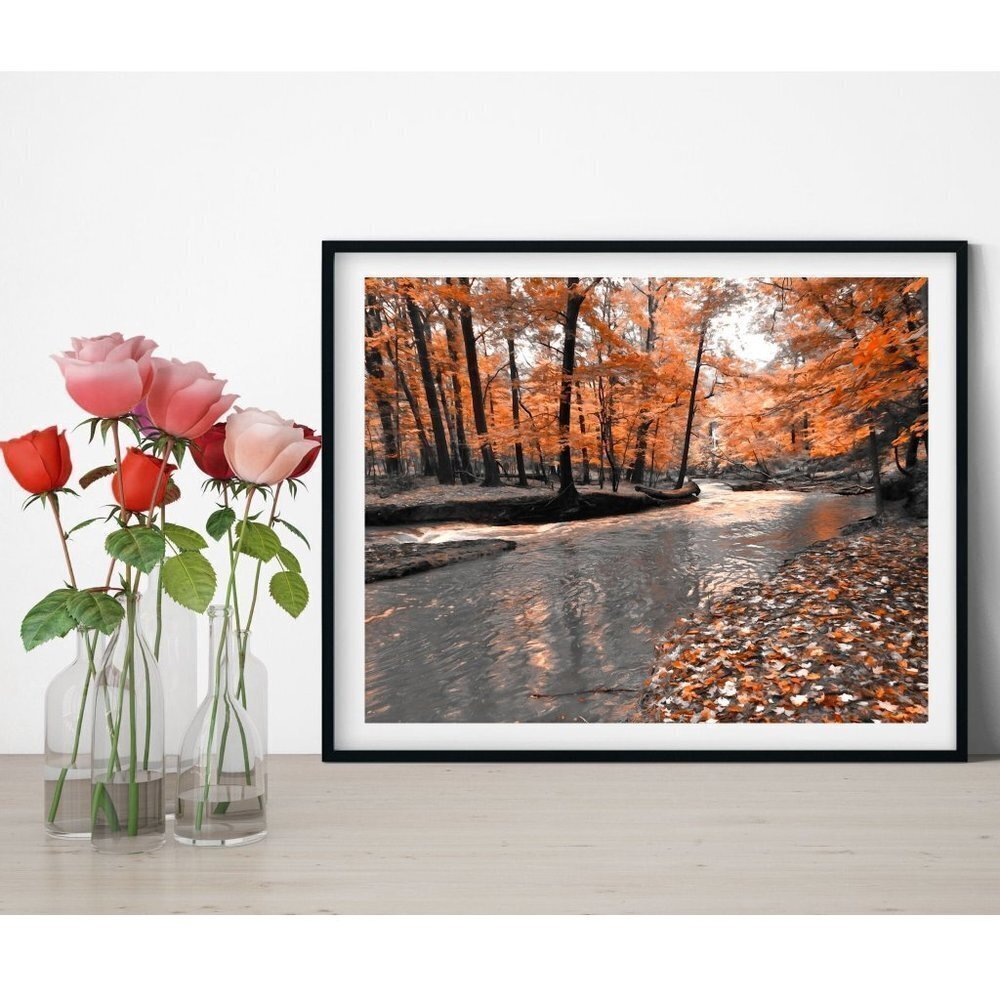 8x10‎ Autumn Forest Woods Fall Forest Oil Painting